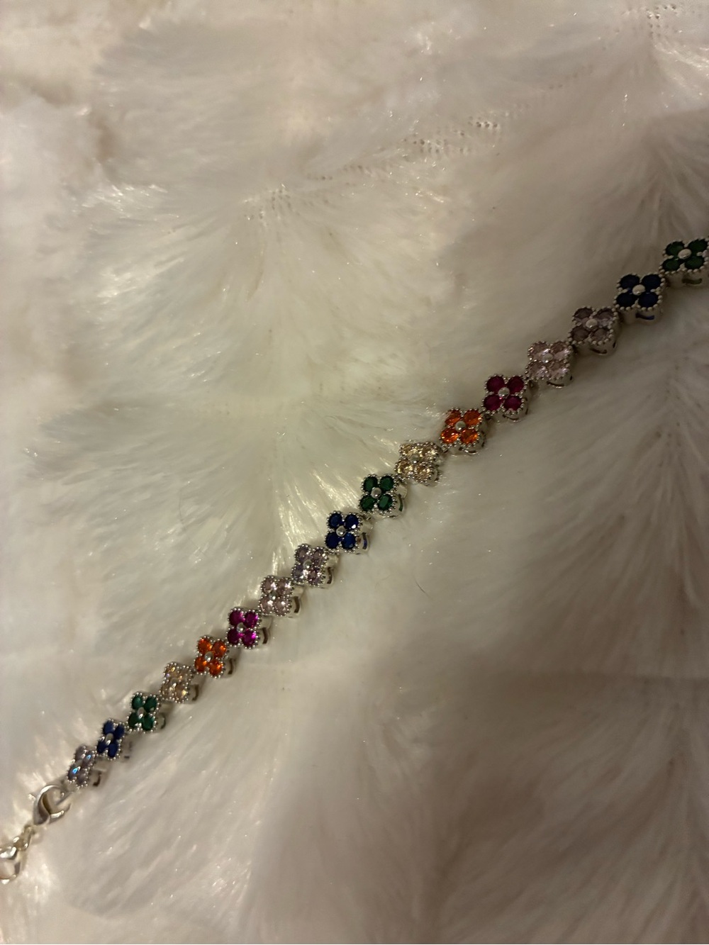 Multicolor Flower Crystal Tennis Bracelet - Women Jewelry